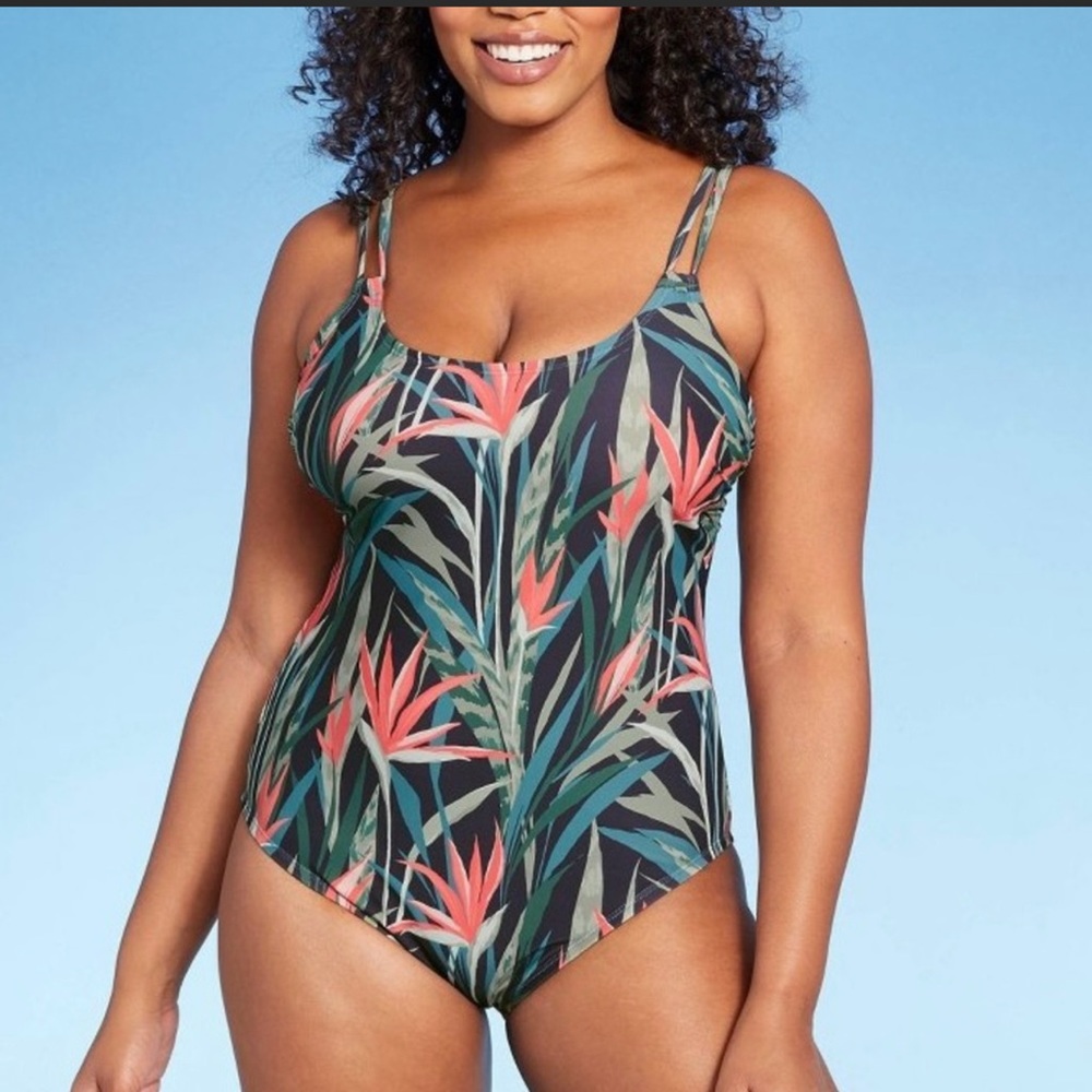 Kona Sol Tropical One Piece Swimsuit Double Shoulder Strap Medium(8-10)